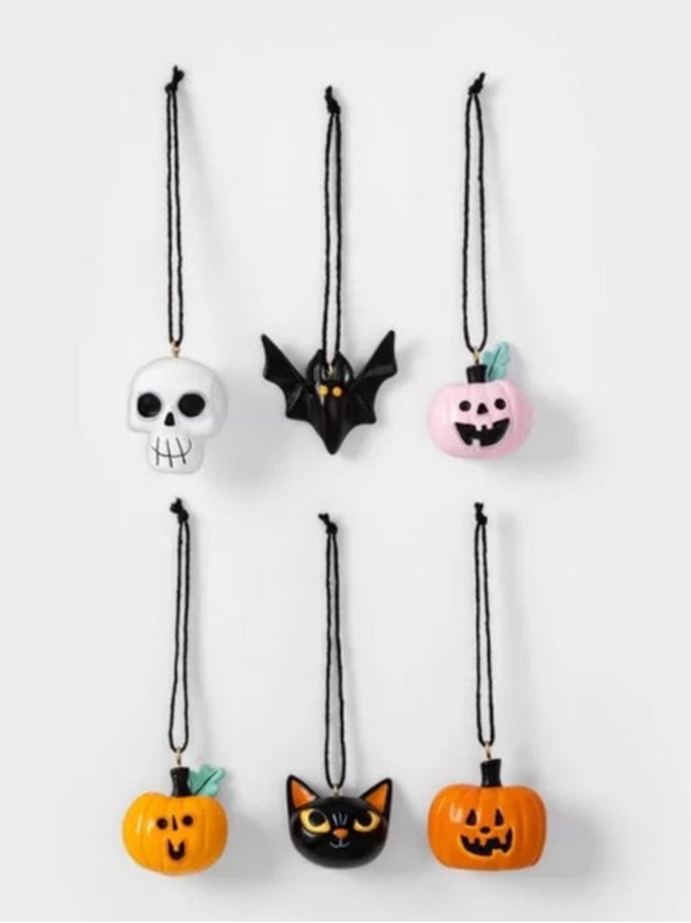 Hyde & Eek! Halloween Mini miniature Ornament Set black cat bat pumpkin skull